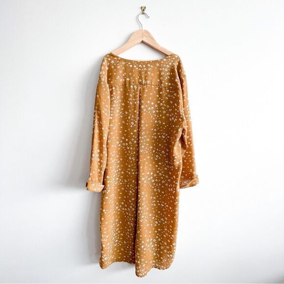 Monk & Lou Dress Floral Shift Mustard 3/4 Cuffed Sleeve Women's S - Picture 2 of 10